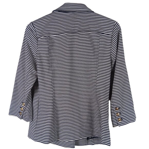 Cabi Striped Nautical Blazer Womens S Navy White Preppy Coastal Double Breasted - Picture 6 of 10